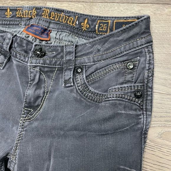 Rock Revival Jeans Womens Size 26 Teyla Skinny Low Rise Grey Denim - Picture 3 of 14